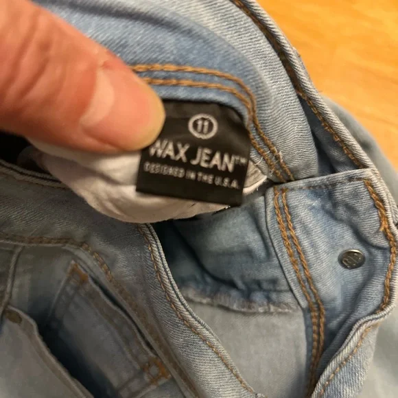 Ladies Juniors Size 11 Wax Jean Butt I Love You Light Blue Skinny Jeans GUC - Picture 3 of 7